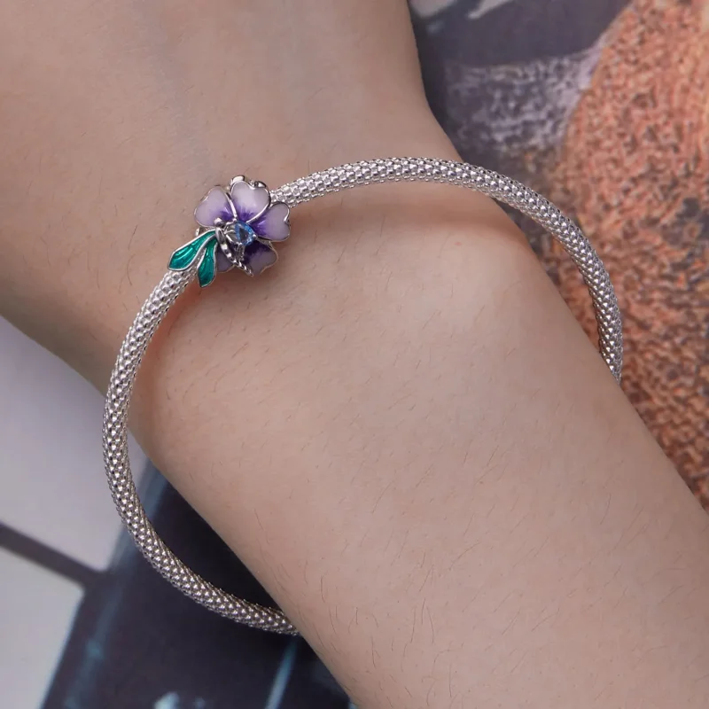 (bild till) Pandora-stil Fjärilsblomma Charm - BSC786 - View 6
