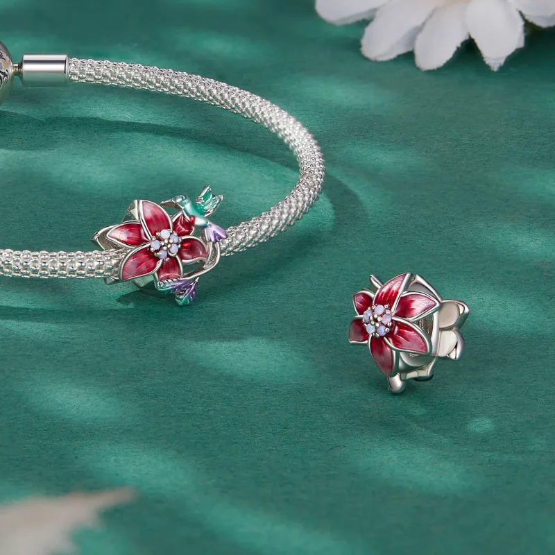 (bild till) Pandora-stil Blommor och Fåglar Charm - BSC787 - View 4