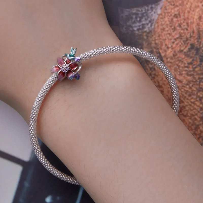 (bild till) Pandora-stil Blommor och Fåglar Charm - BSC787 - View 6