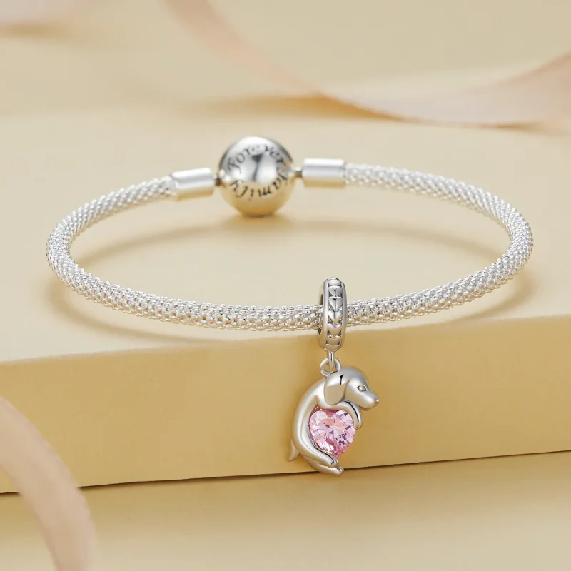 (bild till) Pandora-stil Liten Golden Retriever Hängecharm - BSC799 - View 2