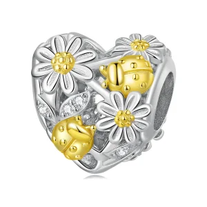 (bild till) Pandora-stil Prästkrage Nyckelpiga Charm - BSC817