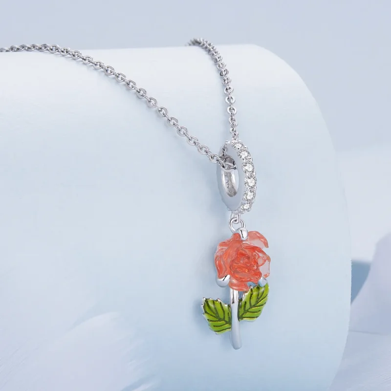 (bild till) Pandora-stil Kristallros Hängeaccessoar - BSC824-OG - View 2