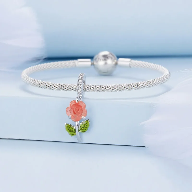 (bild till) Pandora-stil Kristallros Hängeaccessoar - BSC824-OG - View 3