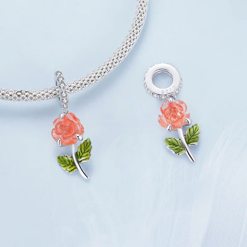 (bild till) Pandora-stil Kristallros Hängeaccessoar - BSC824-OG - View 4