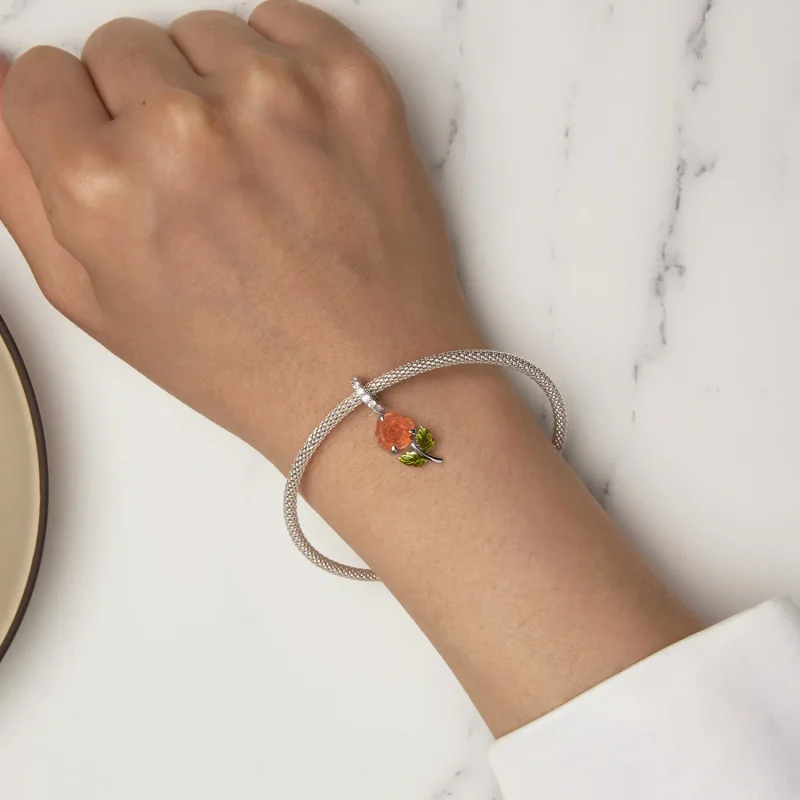 (bild till) Pandora-stil Kristallros Hängeaccessoar - BSC824-OG - View 5