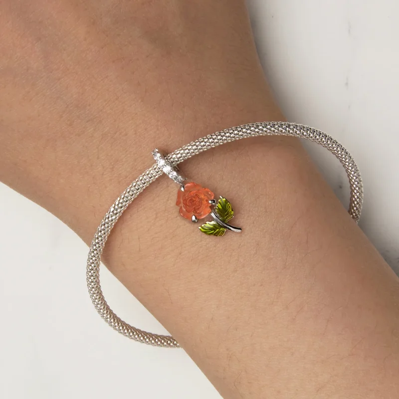 (bild till) Pandora-stil Kristallros Hängeaccessoar - BSC824-OG - View 6