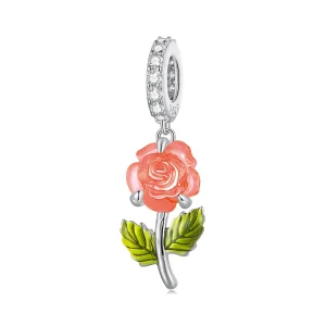 (bild till) Pandora-stil Kristallros Hängeaccessoar - BSC824-OG