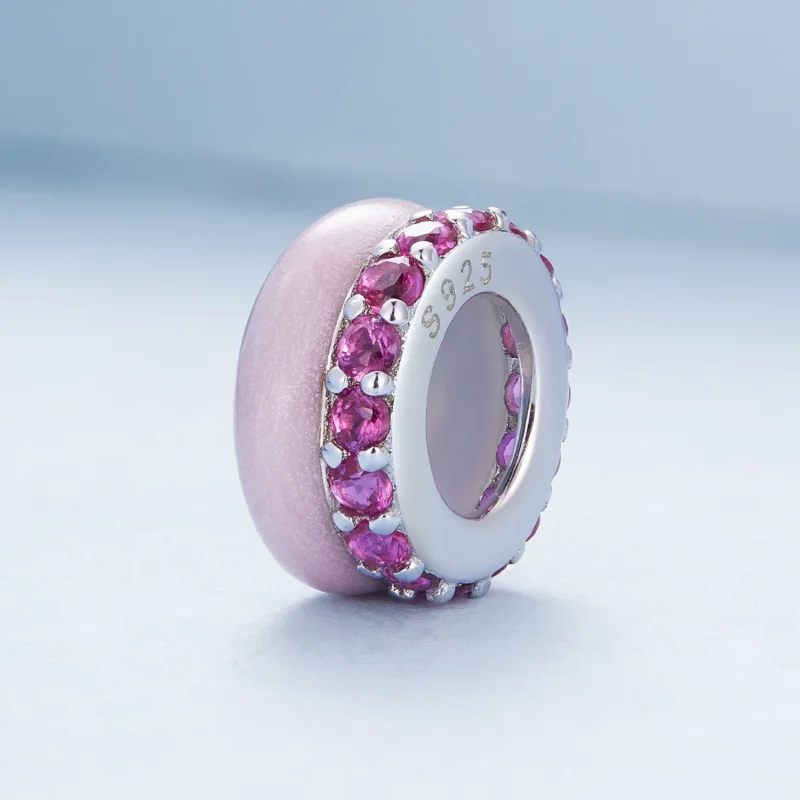(bild till) Pandora-stil Rosa Dubbelsidigt Silikonmellanlägg - BSC883-PK - View 2