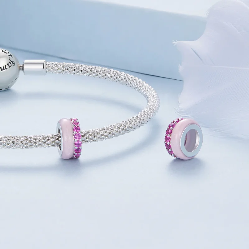 (bild till) Pandora-stil Rosa Dubbelsidigt Silikonmellanlägg - BSC883-PK - View 4