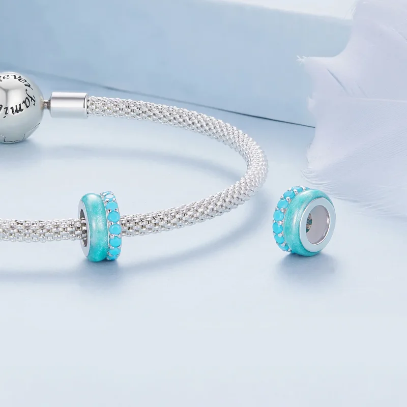 (bild till) Pandora-stil Blå Dubbelsidig Silikonmellanbit - BSC883-TQ - View 4