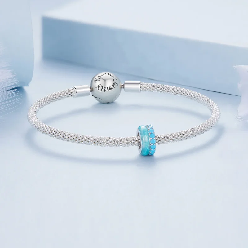 (bild till) Pandora-stil Blå Dubbelsidig Silikonmellanbit - BSC883-TQ - View 5