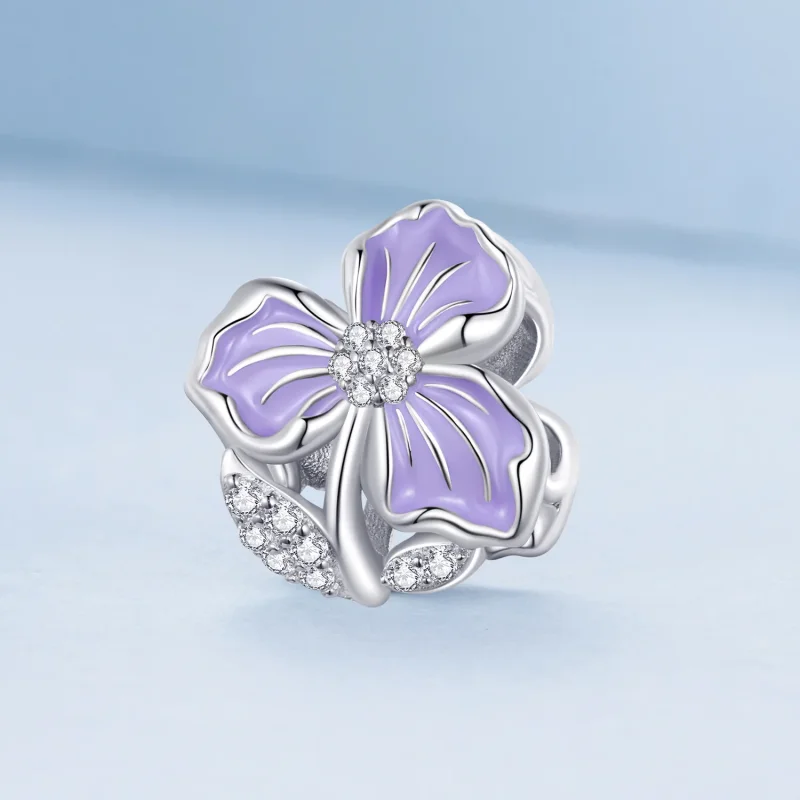 (bild till) Pandora-stil Lila Blomma Charm - BSC890 - View 2