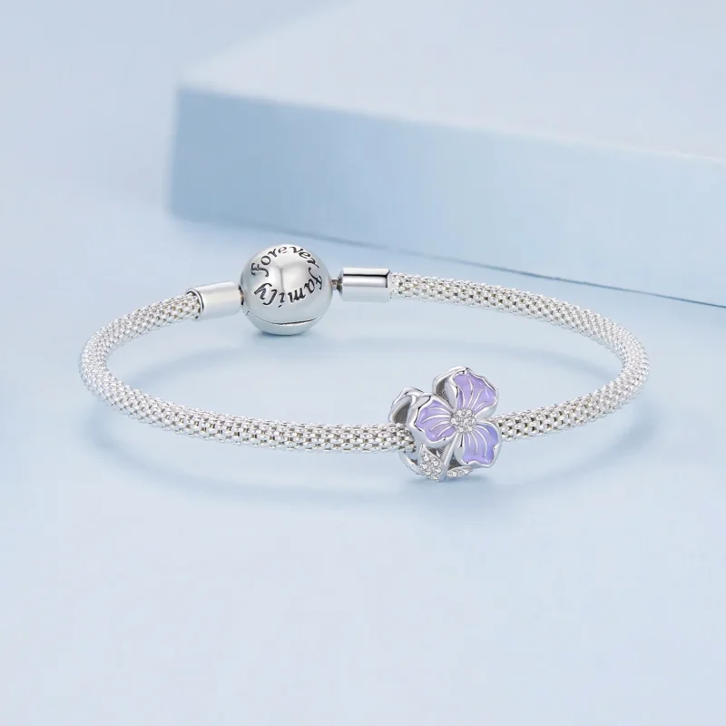 (bild till) Pandora-stil Lila Blomma Charm - BSC890 - View 5