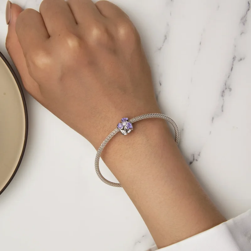 (bild till) Pandora-stil Lila Blomma Charm - BSC890 - View 6
