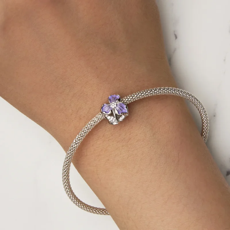 (bild till) Pandora-stil Lila Blomma Charm - BSC890 - View 7