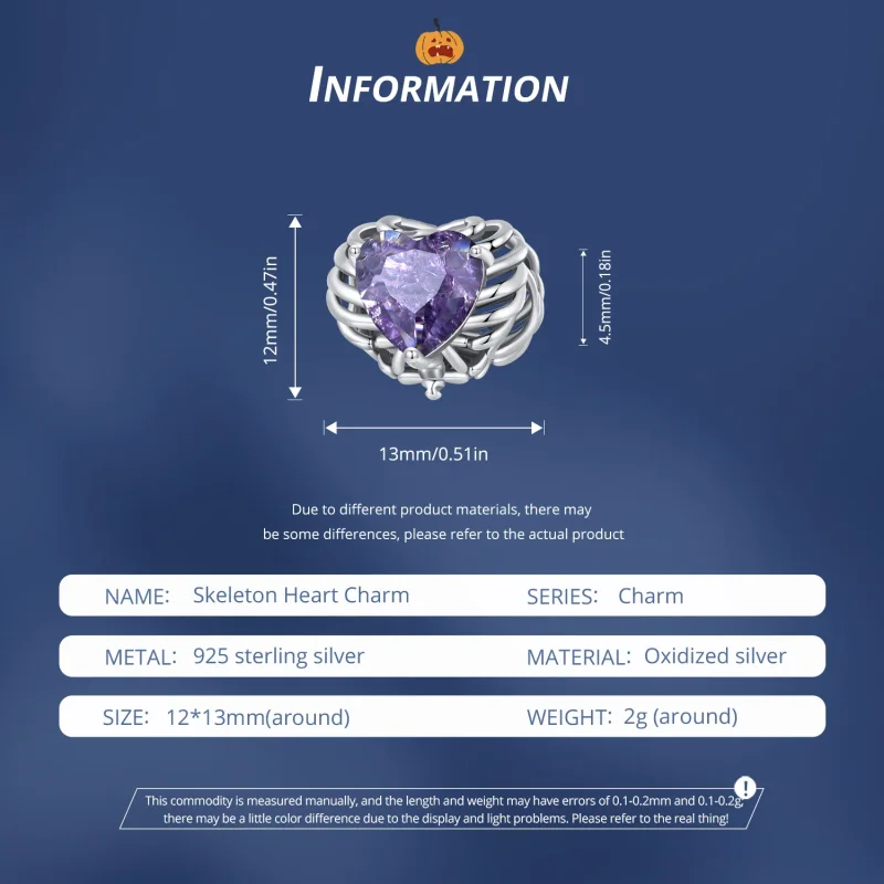 (bild till) Pandora-stil Skelett Hjärtat Charm - BSC910 - View 6
