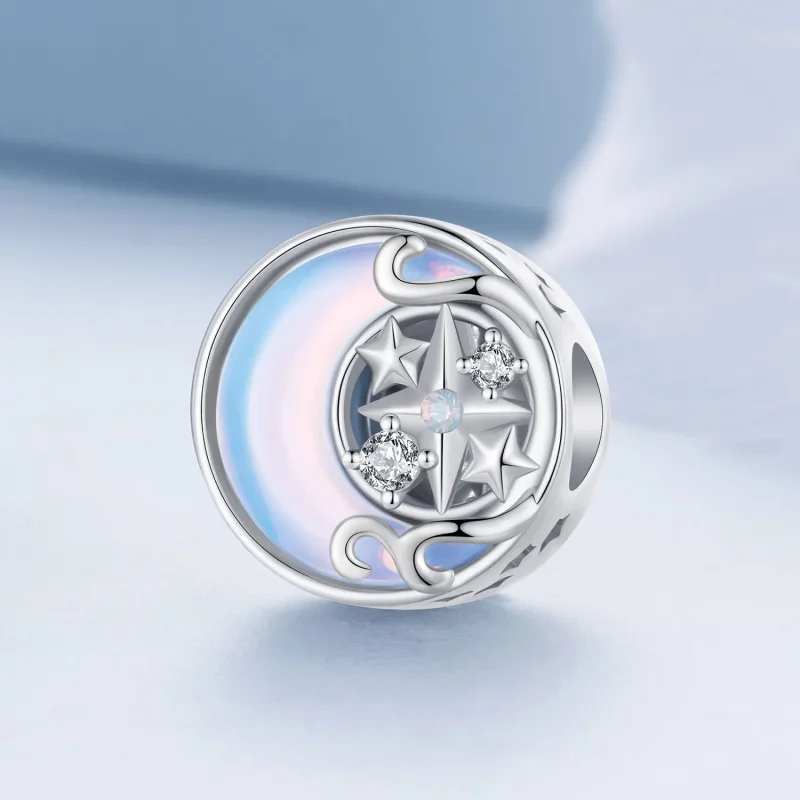 (bild till) Pandora-stil Måne Stjärnsprutande Charm - BSC927 - View 2