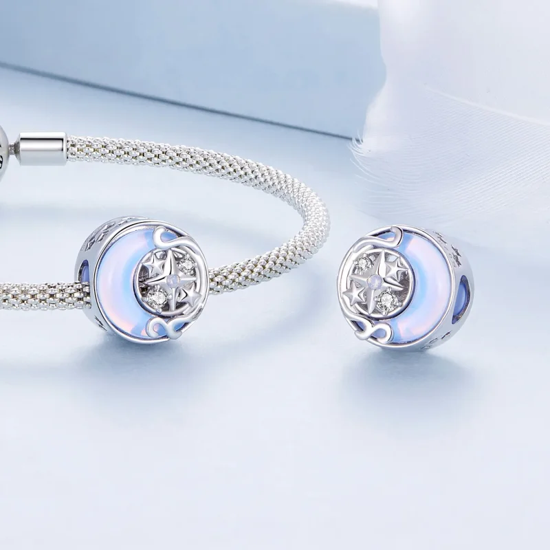 (bild till) Pandora-stil Måne Stjärnsprutande Charm - BSC927 - View 4