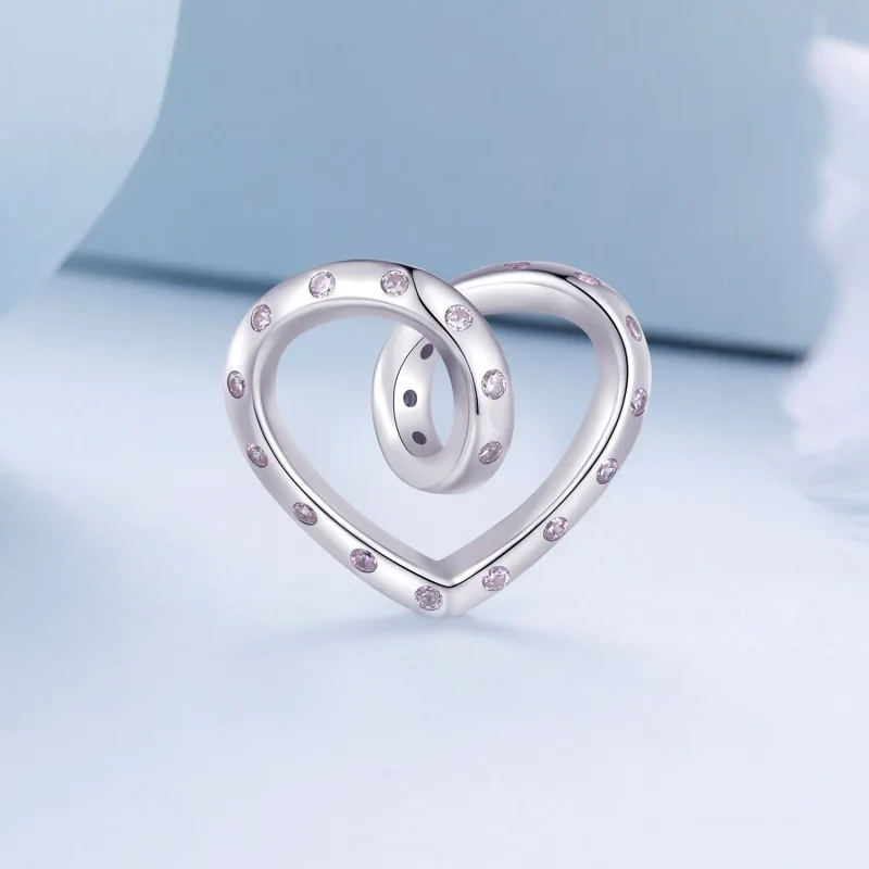 (bild till) Pandora Style Entangled Heart Charm - BSC928 - View 2