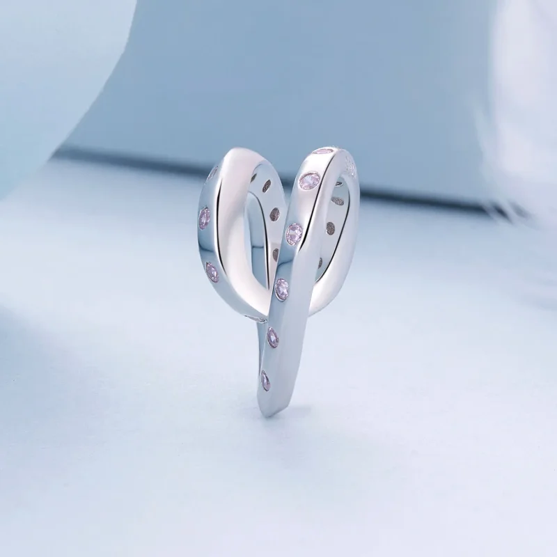(bild till) Pandora Style Entangled Heart Charm - BSC928 - View 3
