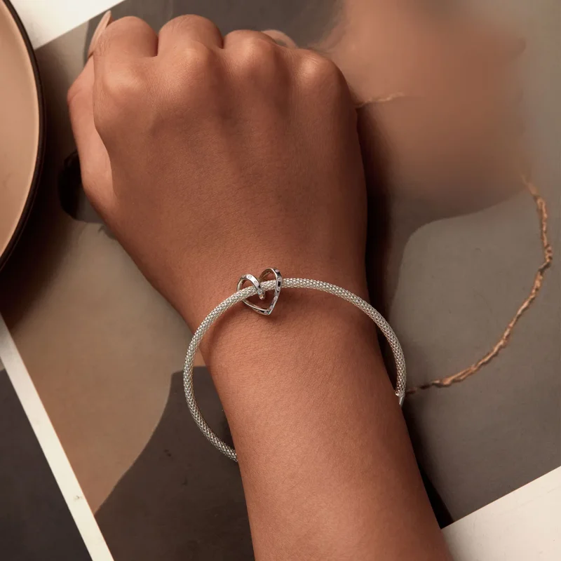 (bild till) Pandora Style Entangled Heart Charm - BSC928 - View 6