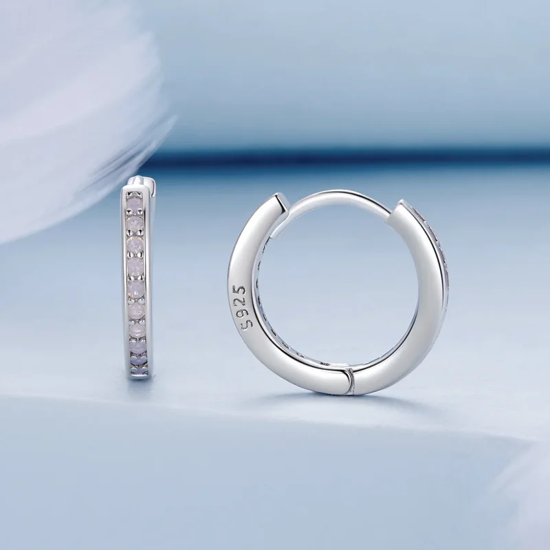 (bild till) Pandora-stil Rosa Opal Örhängen - BSE875 - View 2