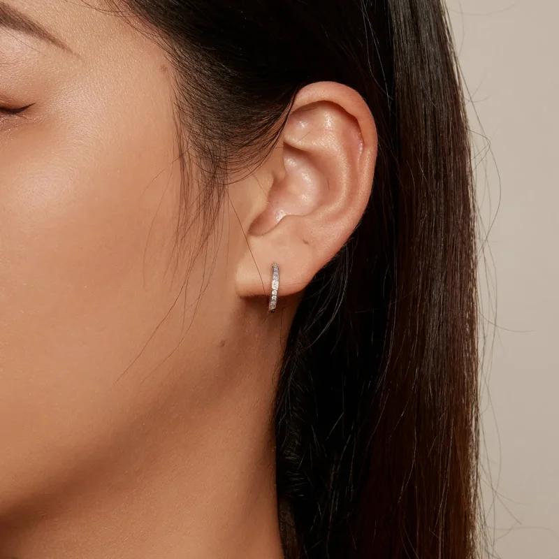 (bild till) Pandora-stil Rosa Opal Örhängen - BSE875 - View 6