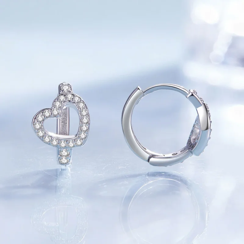 (bild till) Pandora-stil Hjärtformade Örhängen med Ögla - BSE879 - View 2