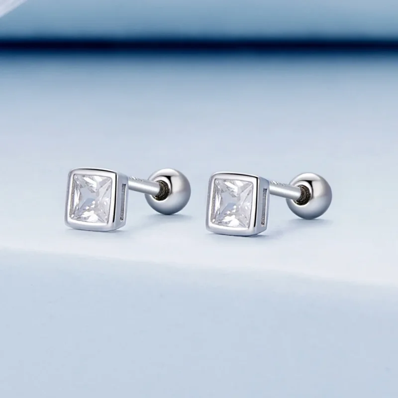 (bild till) Pandora-stil Mini Princess Zirkonia-Stegörhängen - BSE885-S - View 2