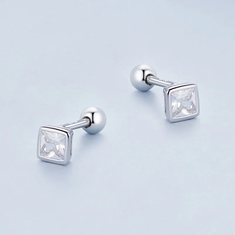 (bild till) Pandora-stil Mini Princess Zirkonia-Stegörhängen - BSE885-S - View 3