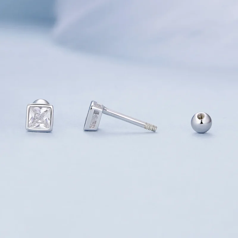(bild till) Pandora-stil Mini Princess Zirkonia-Stegörhängen - BSE885-S - View 4