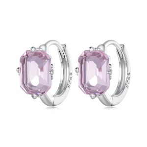 Pandora-stil Rosa Ädelsten Örhängen - BSE889 (bild till) Pandora-stil Rosa Ädelsten Örhängen - BSE889