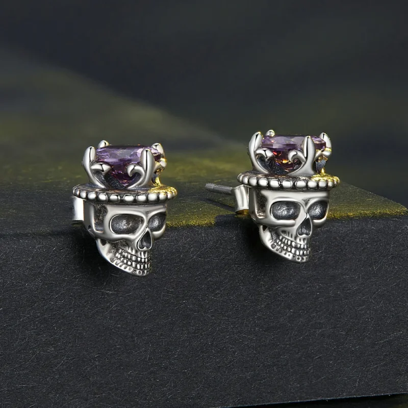 (bild till) Pandora Style Skeleton King Studs Earrings - BSE892 - View 2