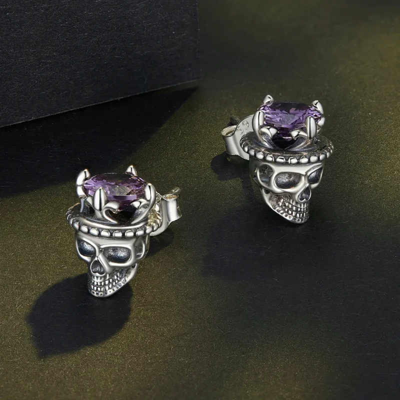 (bild till) Pandora Style Skeleton King Studs Earrings - BSE892 - View 3