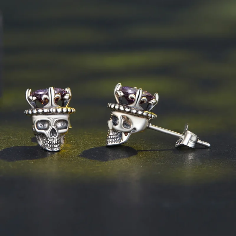 (bild till) Pandora Style Skeleton King Studs Earrings - BSE892 - View 4