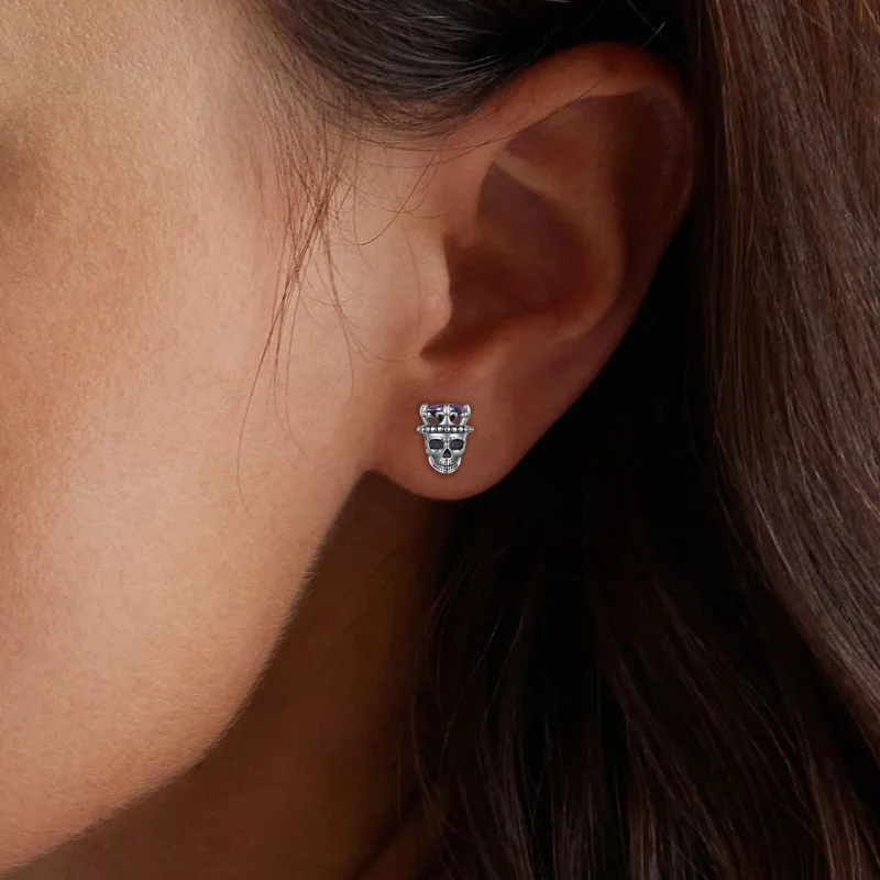 (bild till) Pandora Style Skeleton King Studs Earrings - BSE892 - View 6