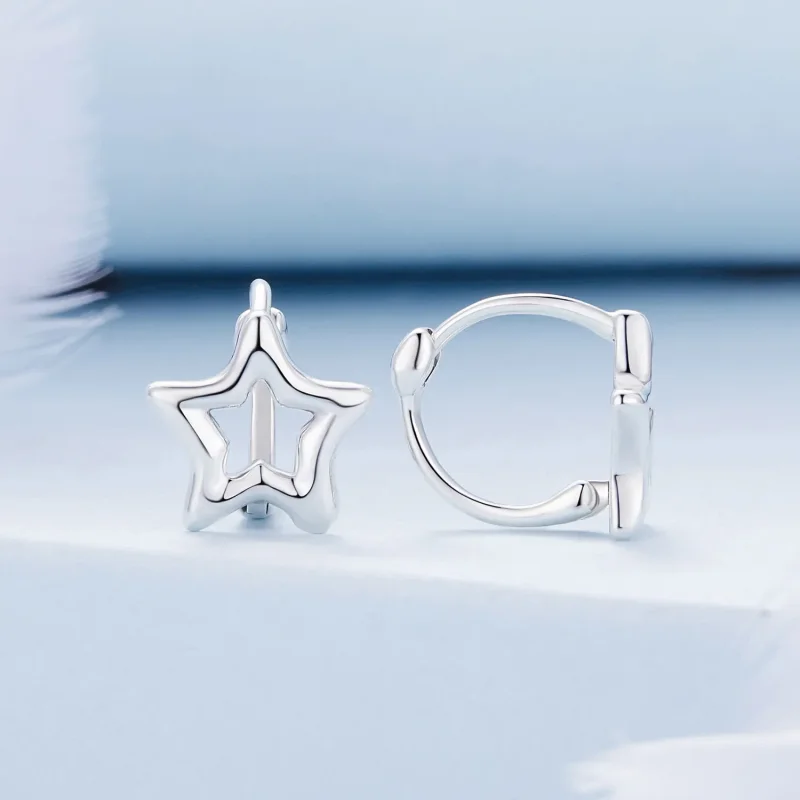 (bild till) Pandora-stil Stjärn-örhängen - BSE896 - View 2