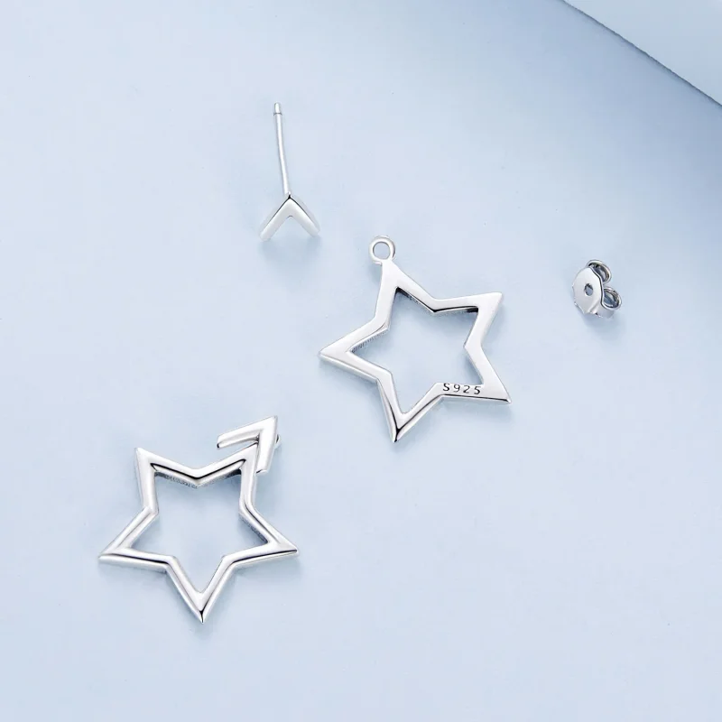 (bild till) Pandora-stil Pentagram Stiftöronhängen - BSE901 - View 5