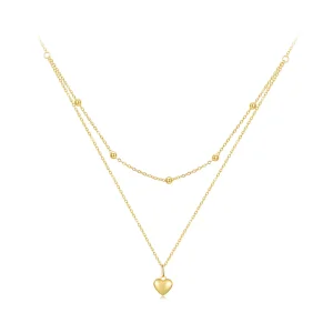 Pandora-stil Guldkärlekshjärta Pärlhalsband - BSN168-B (bild till) Pandora-stil Guldkärlekshjärta Pärlhalsband - BSN168-B