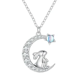 Pandora-stil Månkanin Halsband - BSN302 (bild till) Pandora-stil Månkanin Halsband - BSN302