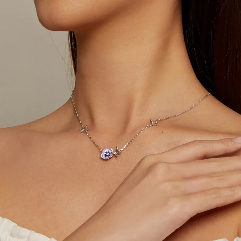 (bild till) Pandora-stil Pansy Töjbar Halskedja - BSN336 - View 7