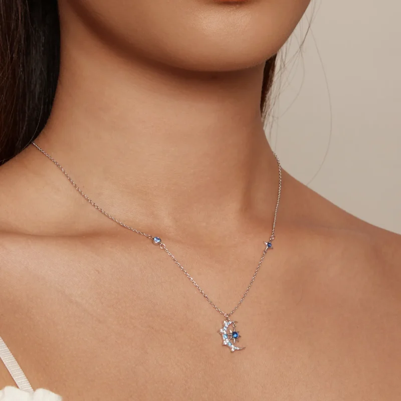 (bild till) Pandora-stil Måne Stjärnsprut Halsband - BSN347 - View 5