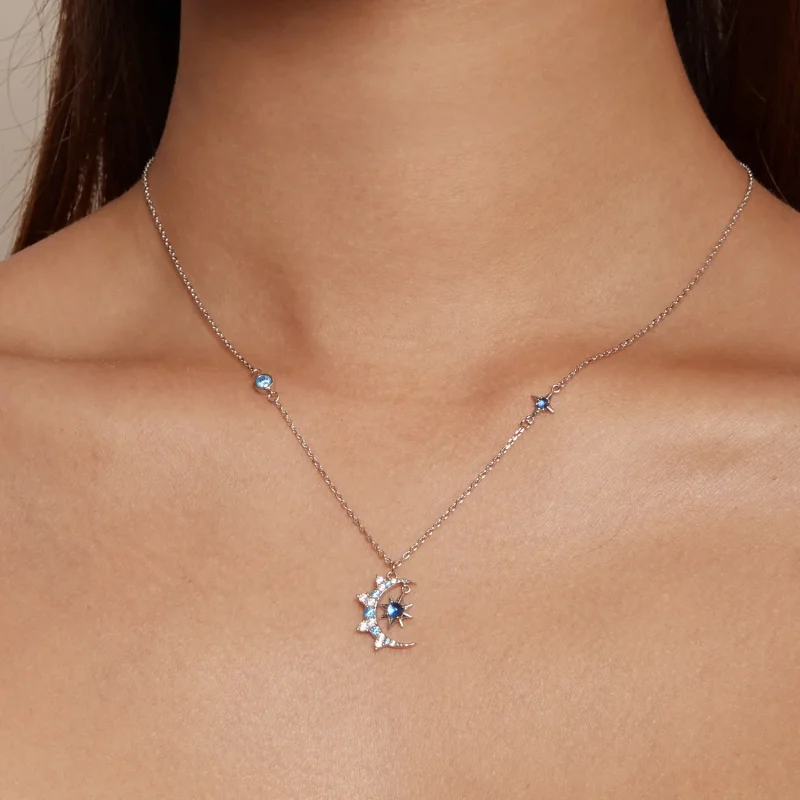 (bild till) Pandora-stil Måne Stjärnsprut Halsband - BSN347 - View 6