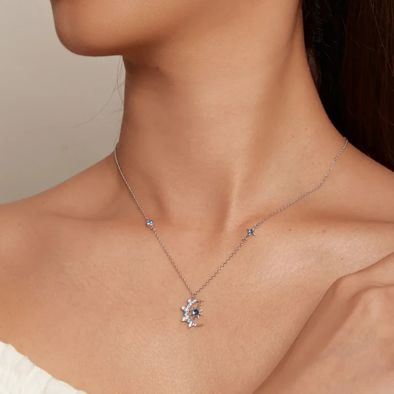 (bild till) Pandora-stil Måne Stjärnsprut Halsband - BSN347 - View 7