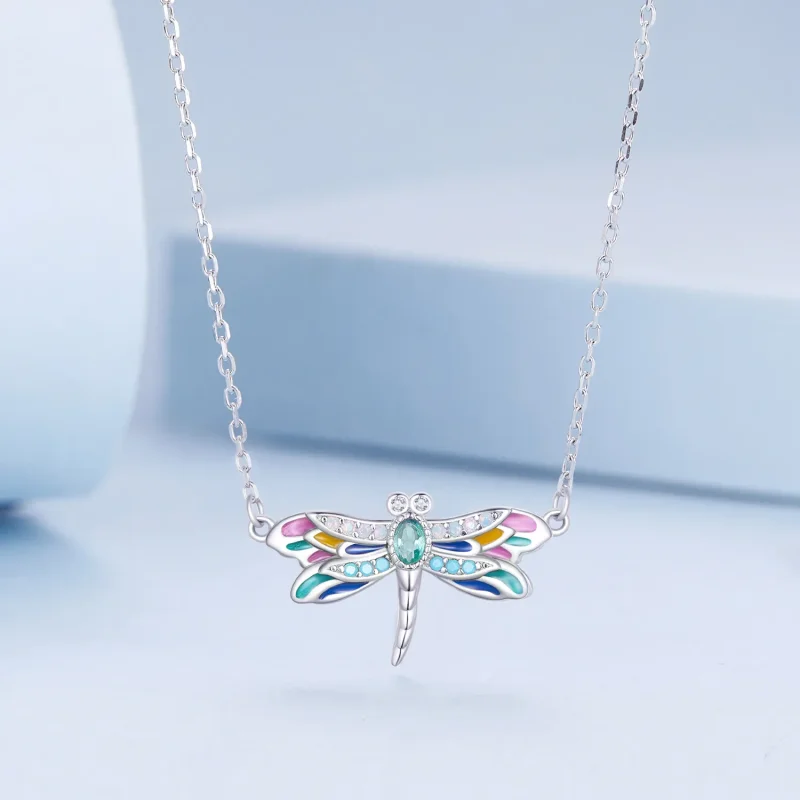 (bild till) Pandora-stil Trollslända Halsband - BSN348 - View 3