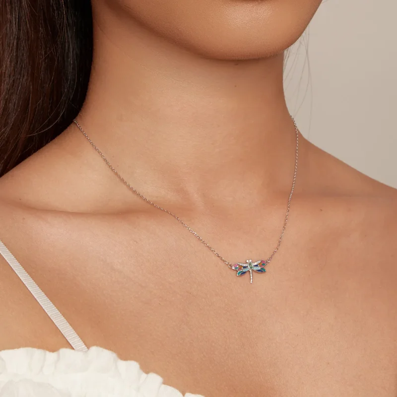 (bild till) Pandora-stil Trollslända Halsband - BSN348 - View 5