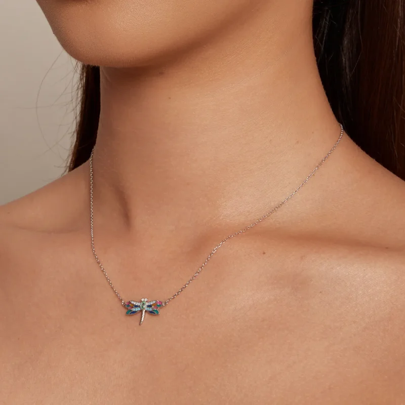 (bild till) Pandora-stil Trollslända Halsband - BSN348 - View 6
