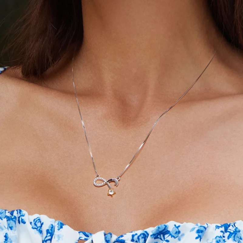 (bild till) Pandora-stil Oändlighetssymbol Halsband - BSN351 - View 5