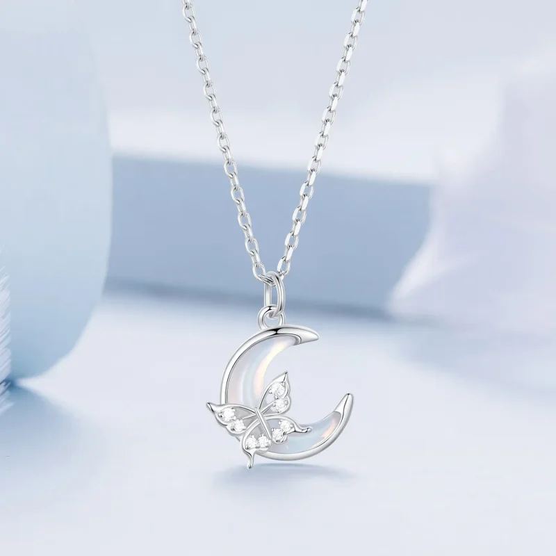 (bild till) Pandora-stil Månfjärils Halsband - BSN353 - View 3