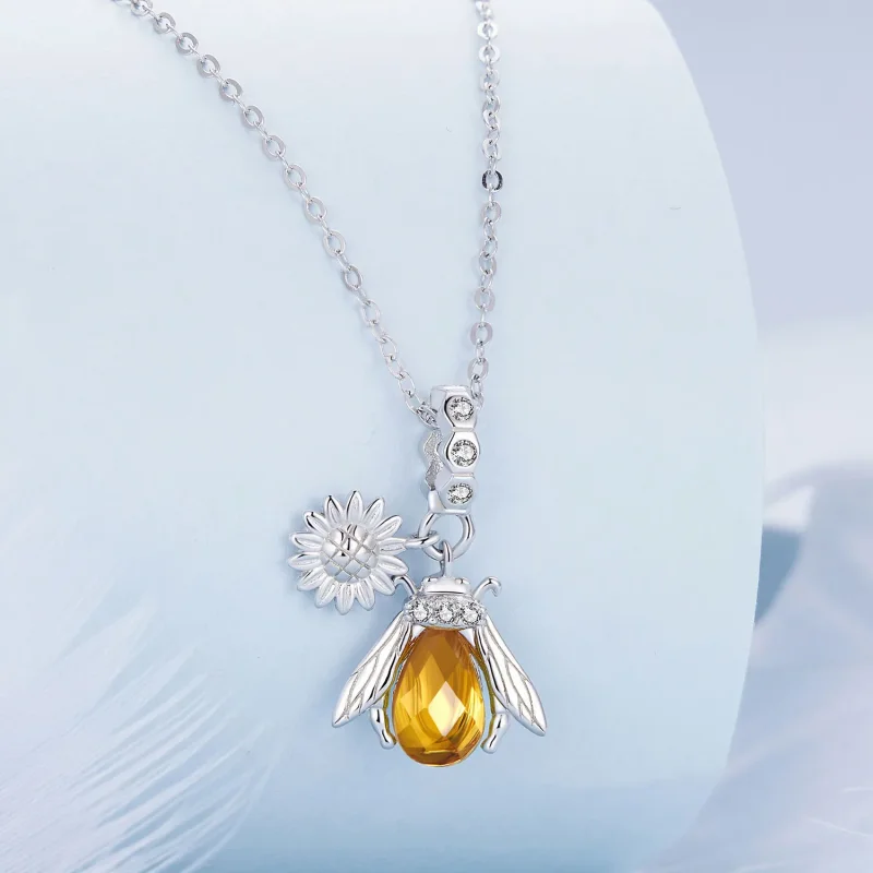 (bild till) Pandora-stil Bee Daisy-halsband - BSN356 - View 2